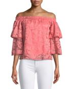 Sia Off-the-shoulder Jacquard Blouse