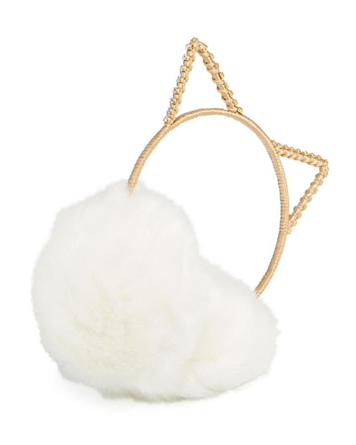 Cat Ear Crystal Earmuffs, White