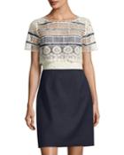 Carline Lace Popover & Chambray Combo Dress