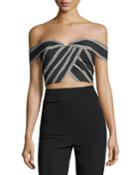 Annalyn Off-the-shoulder Striped Crop Top