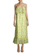 Floral-print Tiered Maxi Slip Dress, Yellow Pattern
