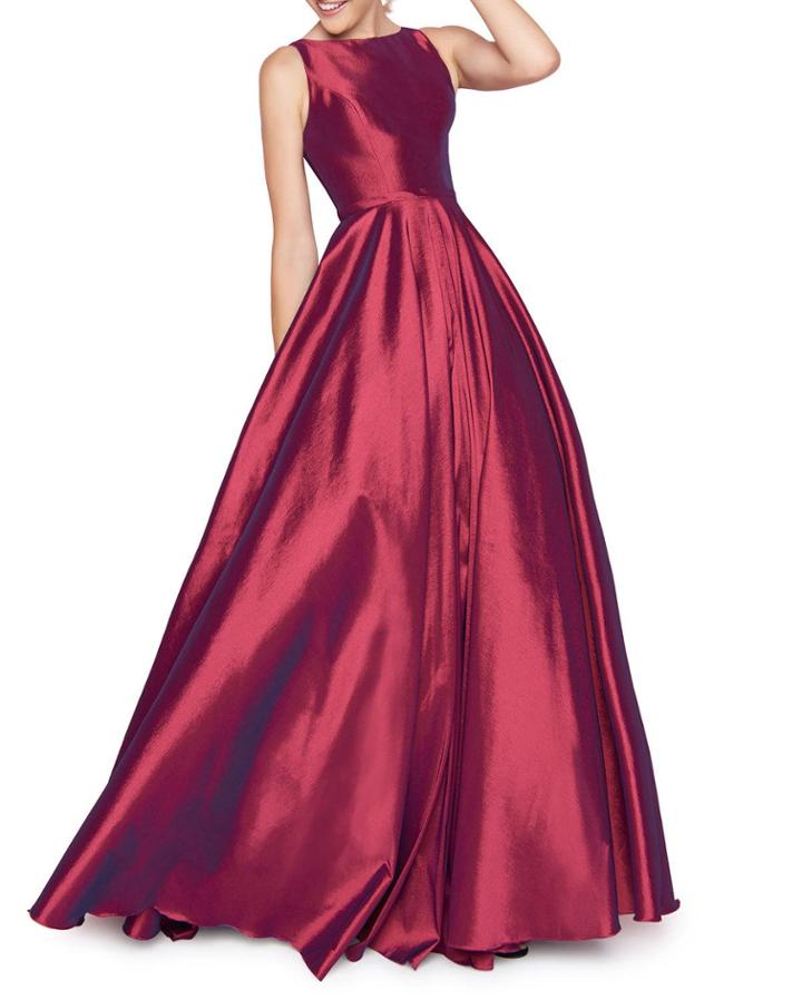 High-neck Sleeveless Taffeta Ball Gown