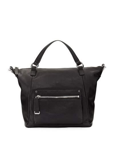 Natalie Moto Leather Tote Bag, Black