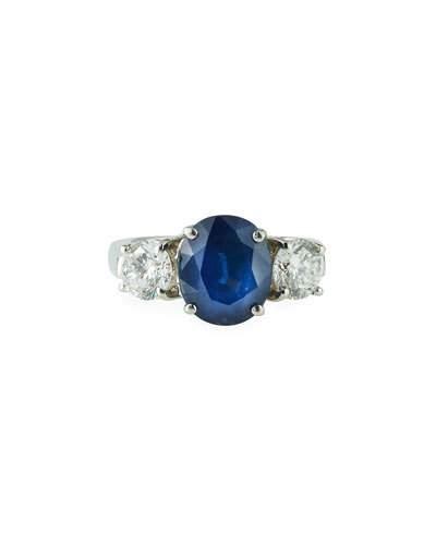 Platinum Oval Sapphire & Diamond Ring, 1.54tcw,