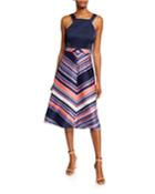 Arvida Chevron Stripe Halter Dress