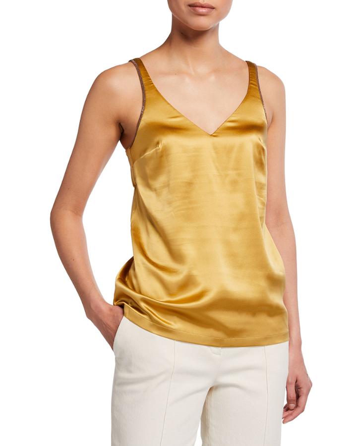 Satin Sleeveless Top With