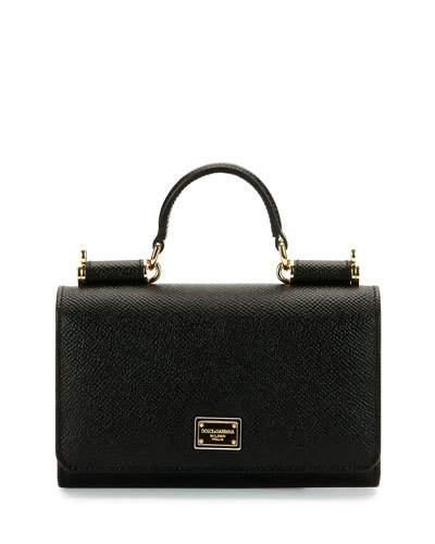 Crystal Flowers-on-chain Crossbody Iphone Bag, Black