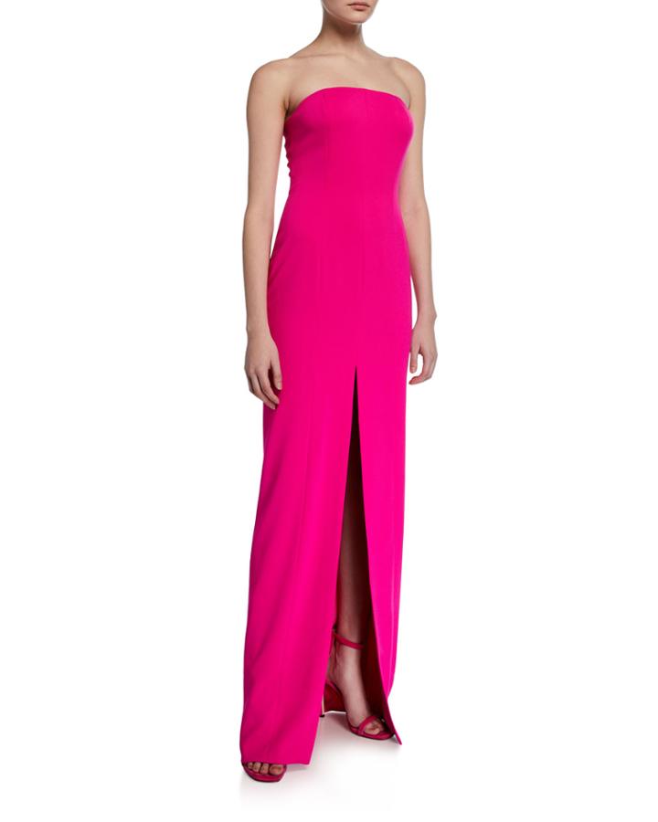 Martell Strapless Front-slit Column Gown