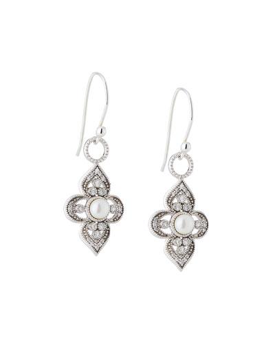 18k Provence Pearl & Diamond Flower Earrings