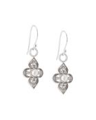 18k Provence Pearl & Diamond Flower Earrings