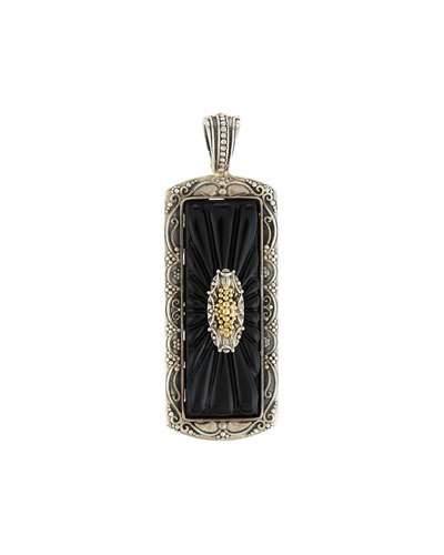 Iris Silver & 18k Carved Onyx Rectangle Pendant Enhancer