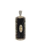 Iris Silver & 18k Carved Onyx Rectangle Pendant Enhancer