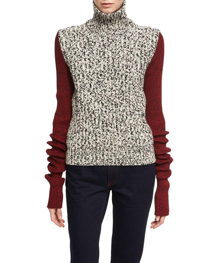 Two-tone Chunky Tweed Turtleneck