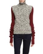 Two-tone Chunky Tweed Turtleneck