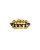 Old World Blackened 18k Band Ring With Faceted Doublets,