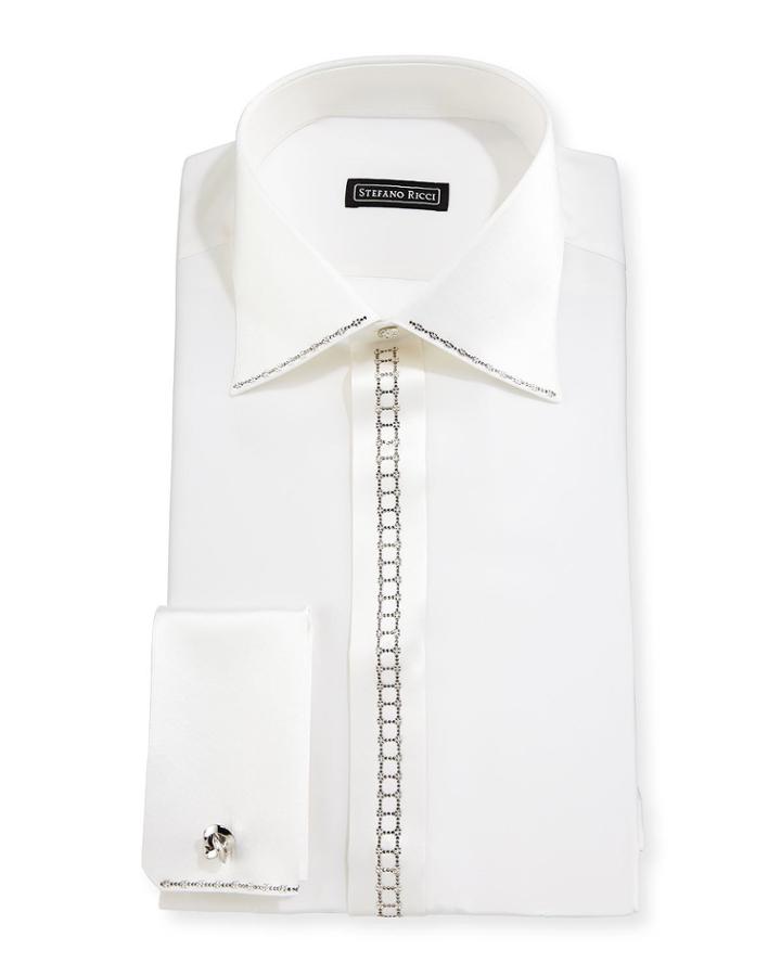 Crystal-placket Silk French-cuff Tuxedo