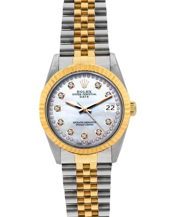 Pre-owned 26mm Oyster Perpetual Datejust Two-tone Watch With Diamonds