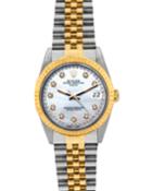 Pre-owned 26mm Oyster Perpetual Datejust Two-tone Watch With Diamonds