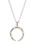 Pave Diamond & Moonstone Horn Pendant Necklace