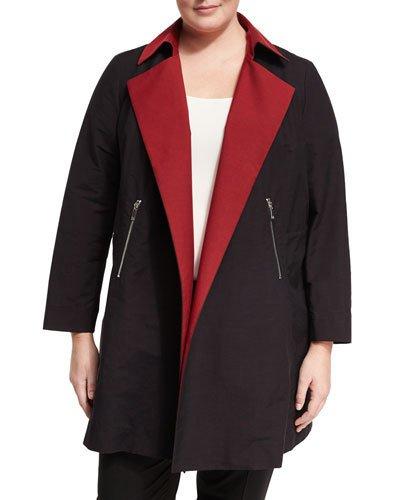 Jenaette Collared Open-front Coat,