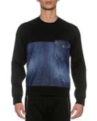 Denim & French Terry Sweatshirt, Blue