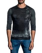 Distressed Panel Sweater, Charcoal