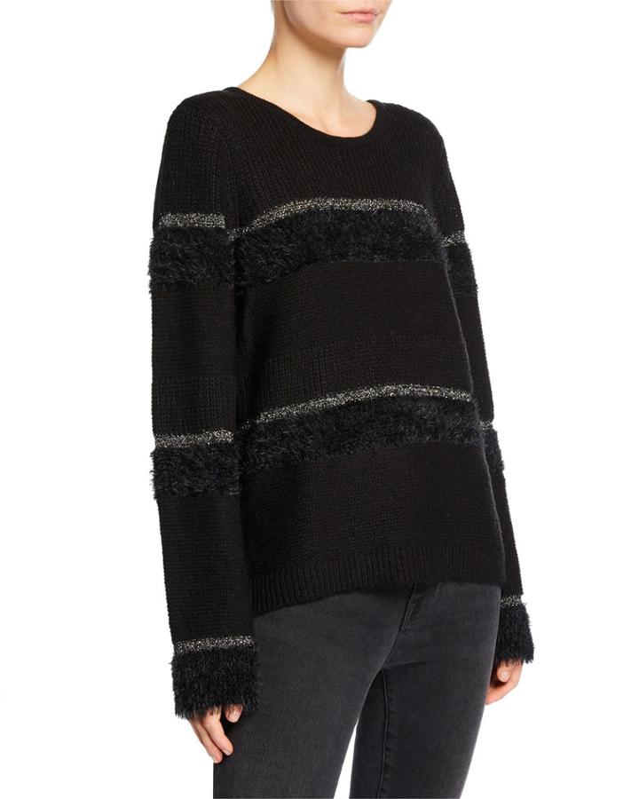 Metallic-stripe Pullover