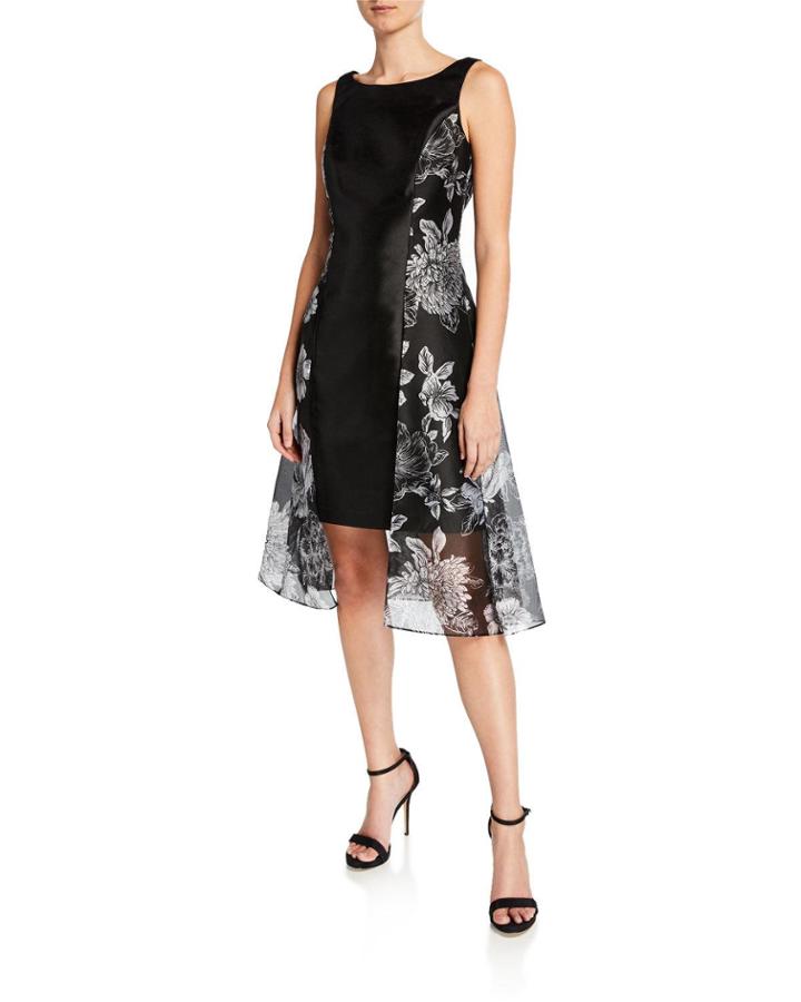 Organza Overlay Fit-and-flare Dress