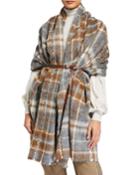 Blanket Plaid Cape W/ Leather Belt And Paillettes