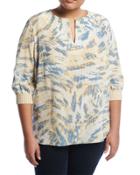 Leisha Printed Silk Blouse, Multi,