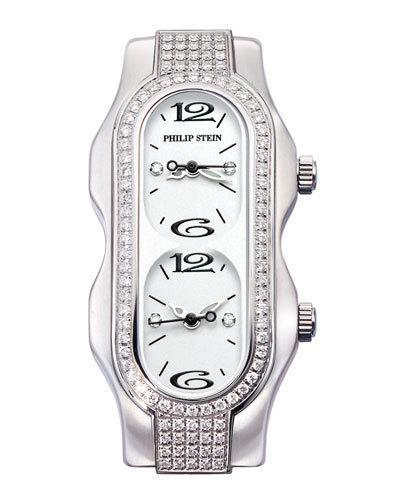 Mini Signature Double Diamond Watch Head, White Dial,
