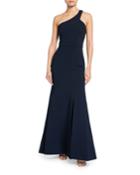 One Shoulder Stretch Crepe Trumpet Gown