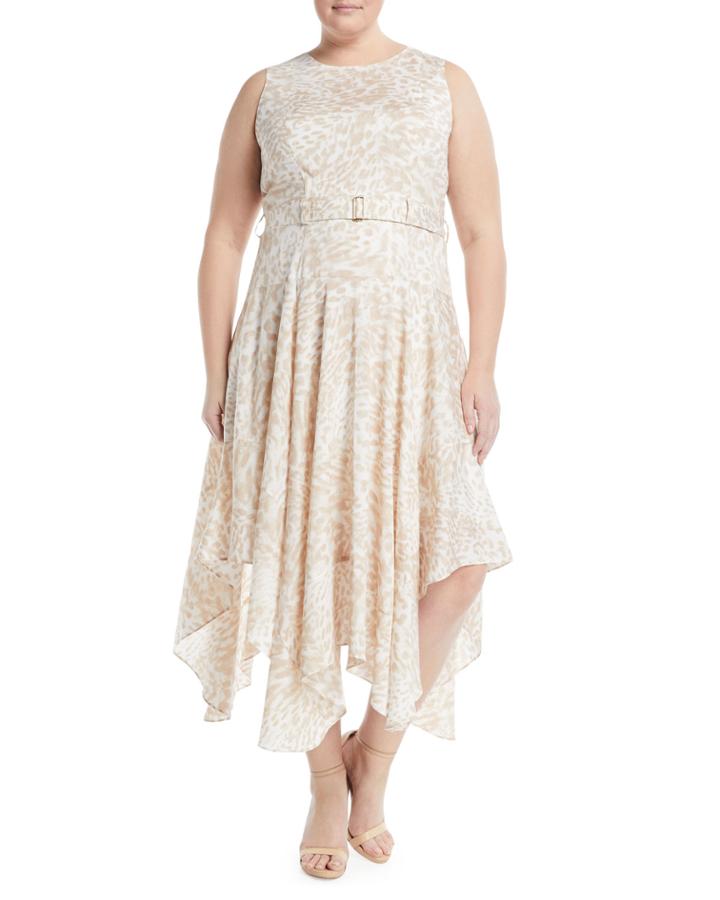 Belted Handkerchief Midi Dress,