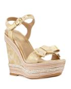 Bonbonp Metallic Suede Wedge Pumps