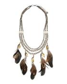 Triple-strand Feather Charm Necklace