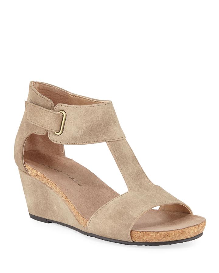 T-strap Cork Wedge