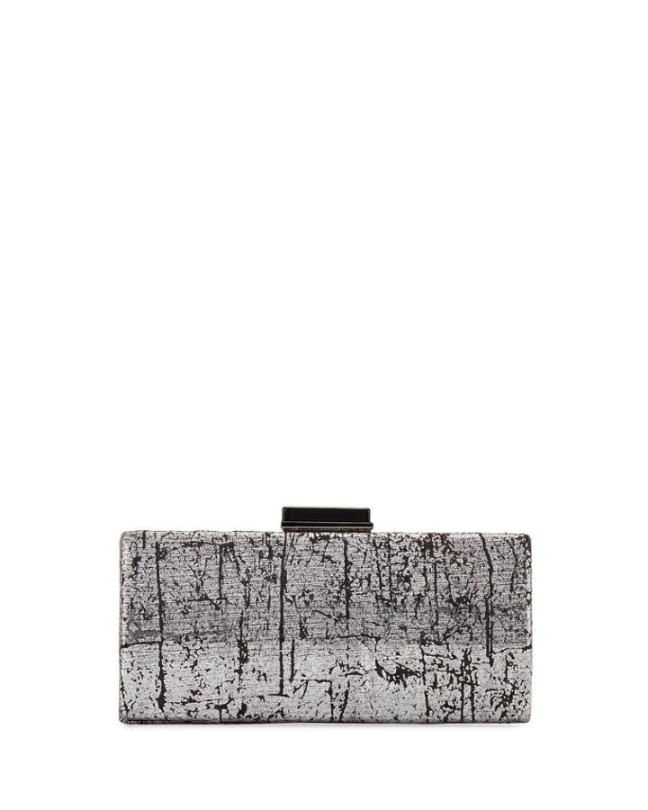 Distressed Metallic Faux-leather Minaudiere Box Bag