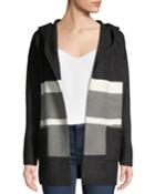 Hooded Striped Open-front Cardigan