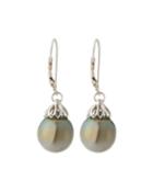 14k White Gold Petal Drop & Pearl Earrings