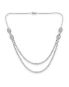 14k White Gold Two-row Illusion Diamond Necklace