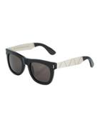 Ciccio Havana Square Plastic Sunglasses, Black/silver
