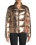 Zip-front Metallic Super Puffer Jacket