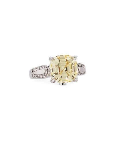 Cushion-cut Canary Cz Crystal Ring
