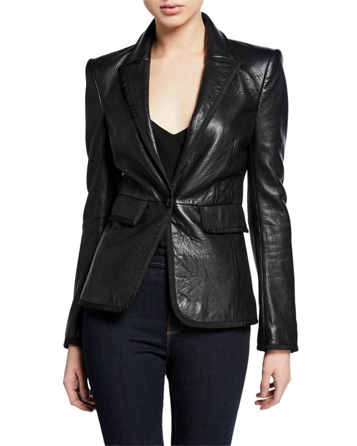Paulie Leather Tuxedo Jacket
