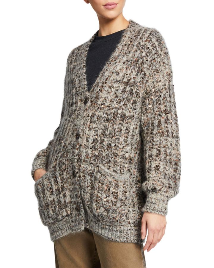 English Rib Sequin Cardigan