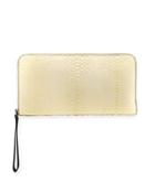 Matte Python Zip Pochette Bag, Cream