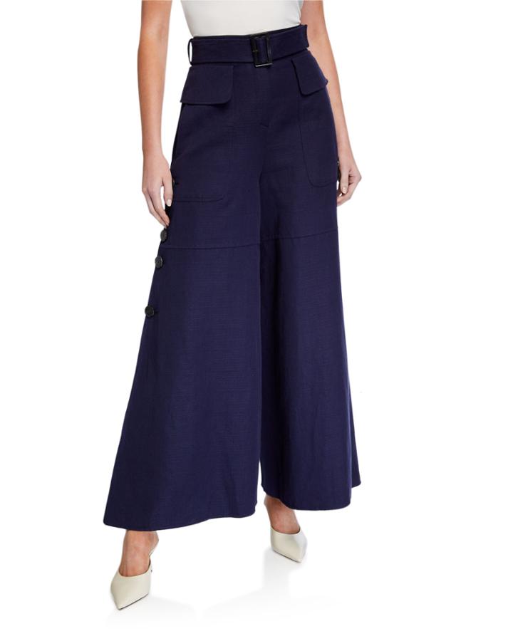 Wide-leg Cotton/linen Pants