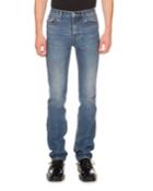 Men's Fitted 5-pocket Distressed-hem Jeans