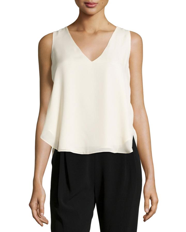 10 Crosby Derek Lam Sleeveless V-neck Top, Blush, Women's,