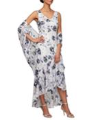 Floral Ruffle Tulip-hem Dress W/